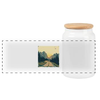 Endless Roads – Retro Mountain Adventure - Panorama Keksdose mit Holzdeckel - Weiß - Vorne