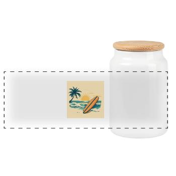 Retro Surf Paradise – Wellen, Sonne & Freiheit - Panorama Keksdose mit Holzdeckel - Weiß - Vorne