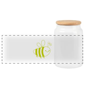 abeille - Boîte à biscuits avec couvercle en bois - blanc - Devant