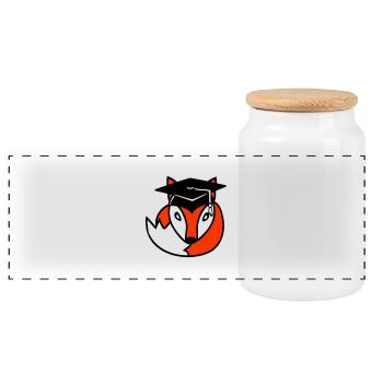 Fox High School Graduation Certificats de fin d’études Chapeau de collège - Boîte à biscuits avec couvercle en bois - blanc - Devant