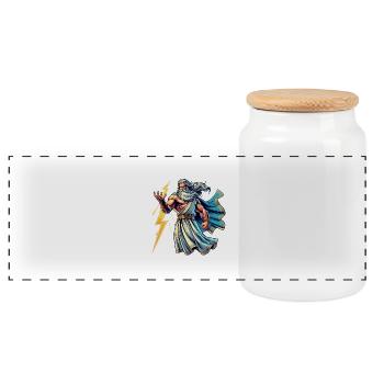 zeus comic - Panorama Keksdose mit Holzdeckel - Weiß - Vorne