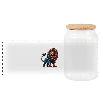 lion tier - Panorama Keksdose mit Holzdeckel - Weiß - Vorne