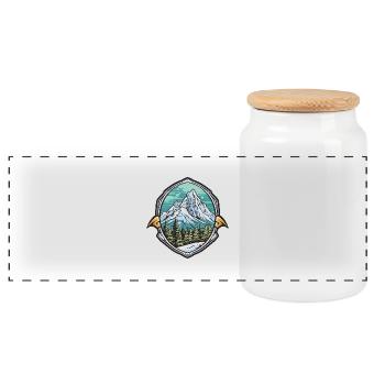 Alps Ski Mountains - Panoramic Cookie Jar with Wooden Lid - white - Front