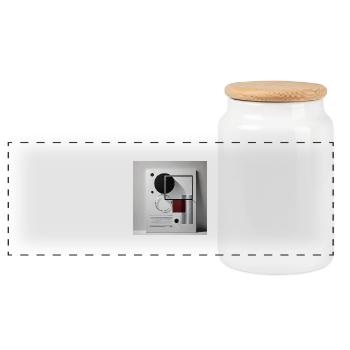 Geometric balance - Panoramic Cookie Jar with Wooden Lid - white - Front