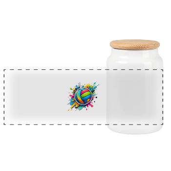 Coloré Volleyball Peinture Splash Joueurs de Volley-ball - Boîte à biscuits avec couvercle en bois - blanc - Devant