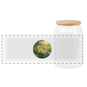 Golden Retriever in der Natur - Panorama Keksdose mit Holzdeckel - Weiß - Vorne
