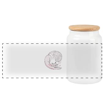Lazy y Proud Cats - Panoramic Cookie Jar with Wooden Lid - white - Front