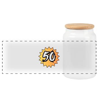 50 years - Panoramic Cookie Jar with Wooden Lid - white - Front