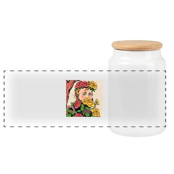 Knight Rose - Panoramic Cookie Jar with Wooden Lid - white - Front