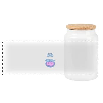 Grow Up Motivational Minimalist Art - Panoramic Cookie Jar with Wooden Lid - white - Front