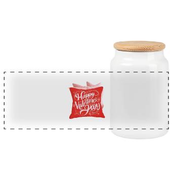 VALENTEN 2025 - Panoramic Cookie Jar with Wooden Lid - white - Front