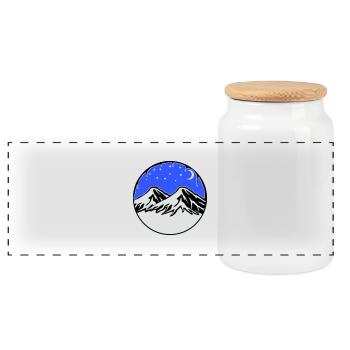 Starry sky mountains - Panoramic Cookie Jar with Wooden Lid - white - Front