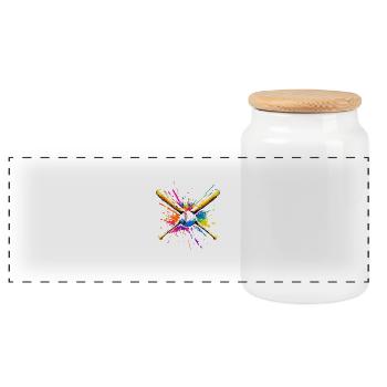 Baseball Bat Multicolored - Panoramic Cookie Jar with Wooden Lid - white - Front