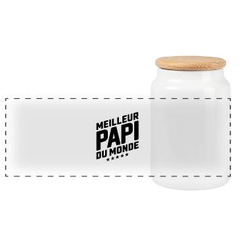 meilleur papy dU MONDE - Boîte à biscuits avec couvercle en bois - blanc - Devant