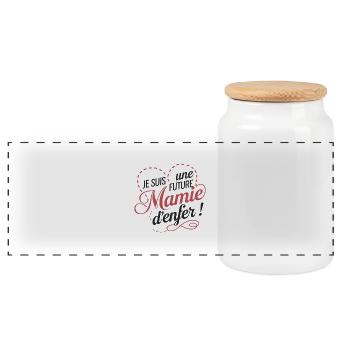 Je suis une Future Mamie d'enfer ! - Boîte à biscuits avec couvercle en bois - blanc - Devant