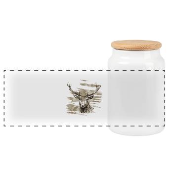 Cerf - Boîte à biscuits avec couvercle en bois - blanc - Devant