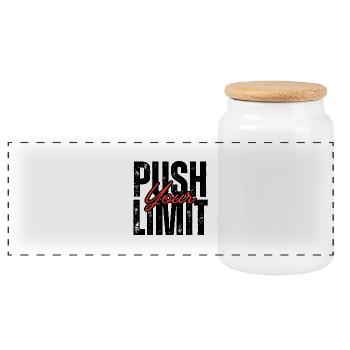 Black and White Gym Motivational T shirt Design - Panorama Keksdose mit Holzdeckel - Weiß - Vorne