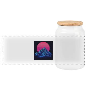 Mountain night - Panorama Keksdose mit Holzdeckel - Weiß - Vorne