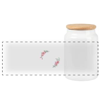 Pink floral letter n - Panoramic Cookie Jar with Wooden Lid - white - Front