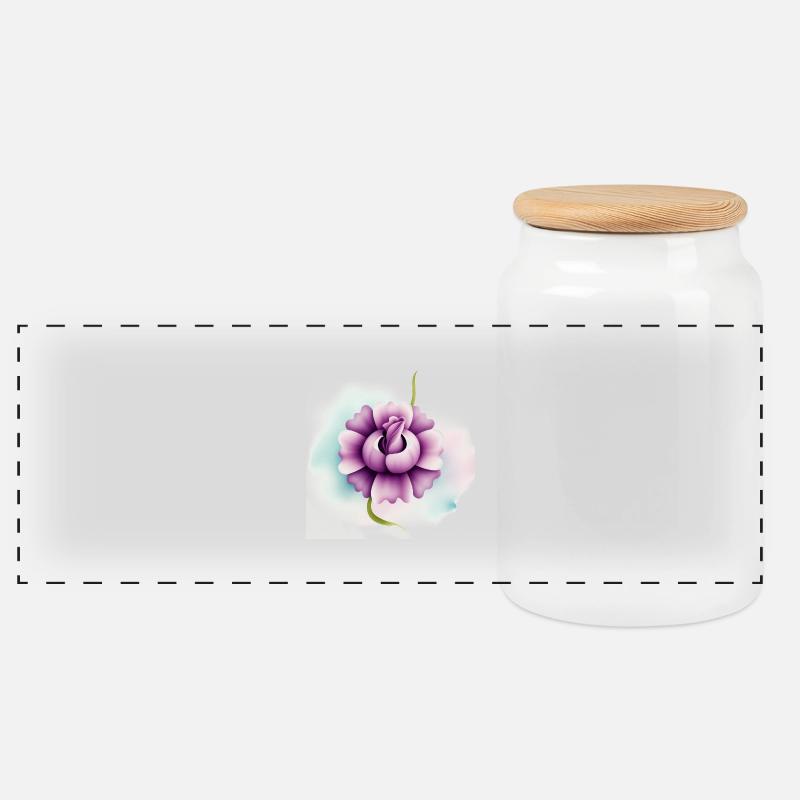 Blume - Panorama Keksdose mit Holzdeckel - Weiß