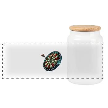 dartboard - Panoramic Cookie Jar with Wooden Lid - white - Front