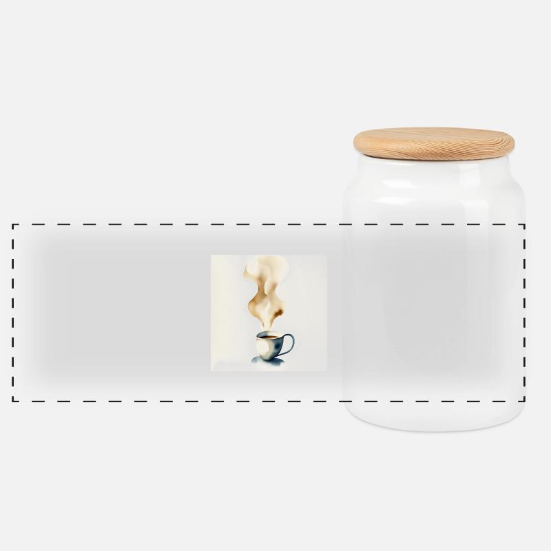 Kaffeetasse - Panorama Keksdose mit Holzdeckel - Weiß