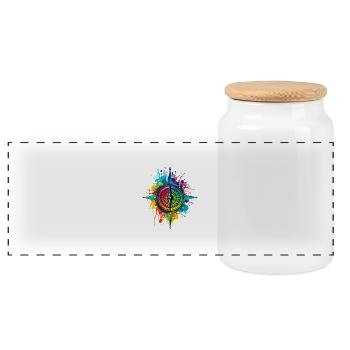 Compass - Panoramic Cookie Jar with Wooden Lid - white - Front