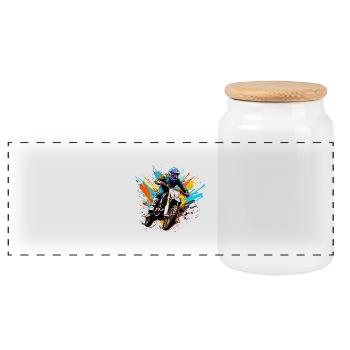 Motocross - Panoramic Cookie Jar with Wooden Lid - white - Front