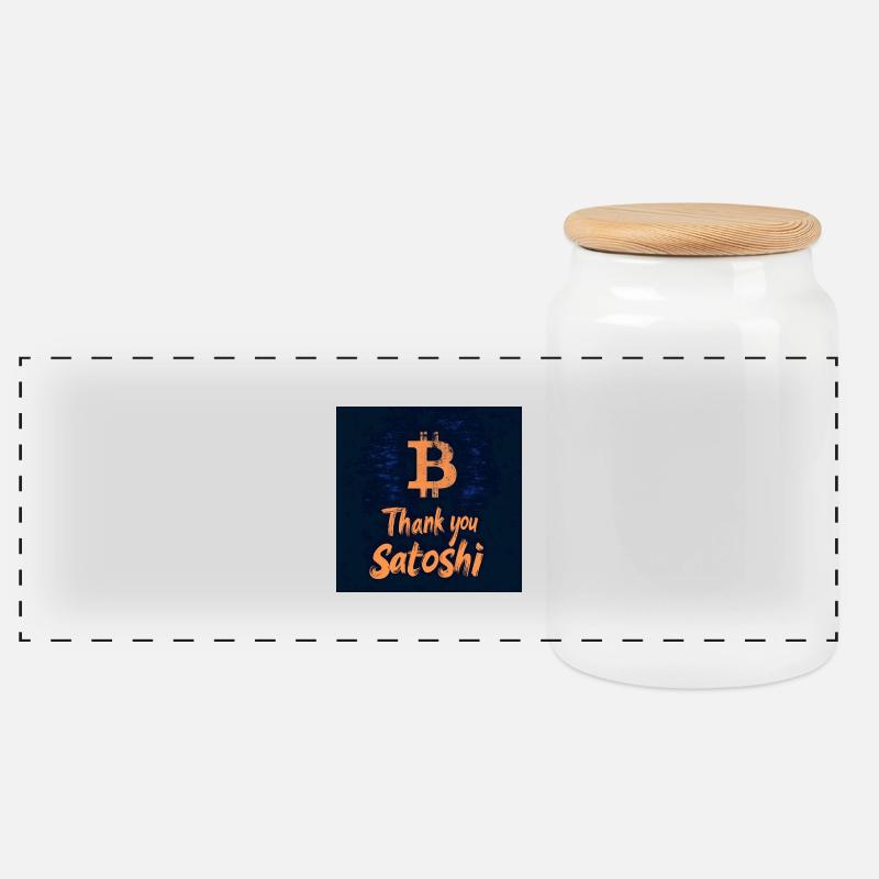 Bitcoin - Panorama Keksdose mit Holzdeckel - Weiß