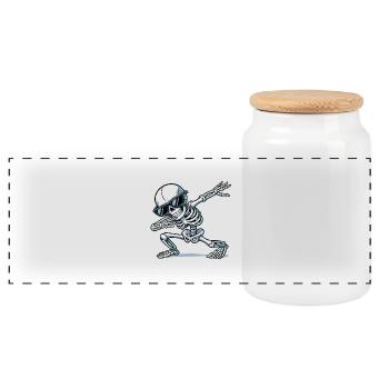 tamponnage du crâne - Boîte à biscuits avec couvercle en bois - blanc - Devant
