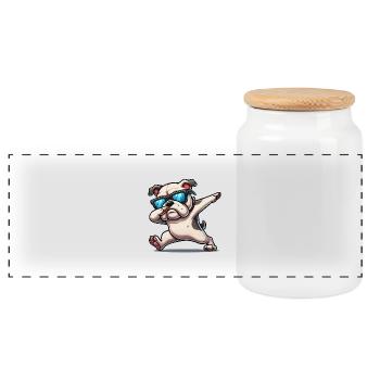 dog dabbing bulldog - Panorama Keksdose mit Holzdeckel - Weiß - Vorne