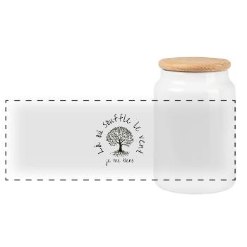Là où souffle le vent, je me tiens ! vêtements bio - Boîte à biscuits avec couvercle en bois - blanc - Devant