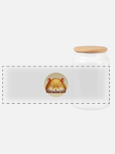 Hamster - Panorama Keksdose mit Holzdeckel - Weiß
