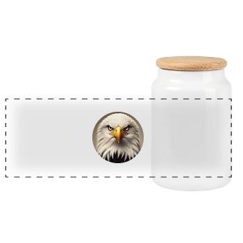 Bald eagle - Panoramic Cookie Jar with Wooden Lid - white - Front