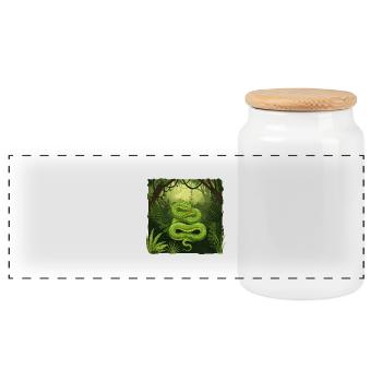 Jungle Serpent: A Depiction of the Wilds - Panoramic Cookie Jar with Wooden Lid - white - Front