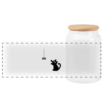 Mignon mais effrayant : chaton de dessin animé - Boîte à biscuits avec couvercle en bois - blanc - Devant