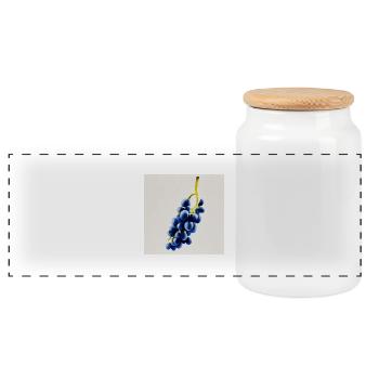 Grapes - Panoramic Cookie Jar with Wooden Lid - white - Front