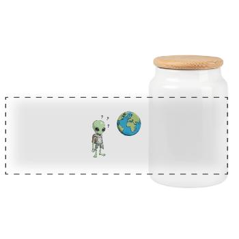 L’extraterrestre et la Terre - Boîte à biscuits avec couvercle en bois - blanc - Devant