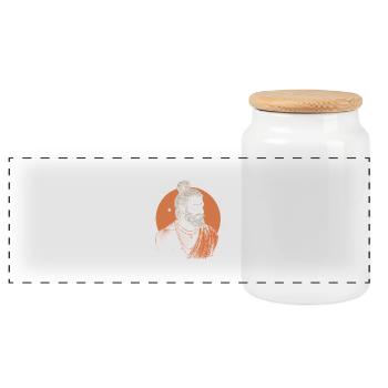 Orange Yogi - Boîte à biscuits avec couvercle en bois - blanc - Devant
