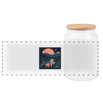 Landscape 2 - Panorama Keksdose mit Holzdeckel - Weiß - Vorne