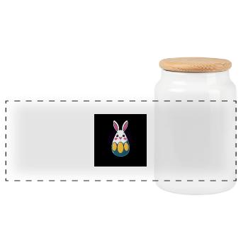 Frohe Ostern Deluxe - Panorama Keksdose mit Holzdeckel - Weiß - Vorne