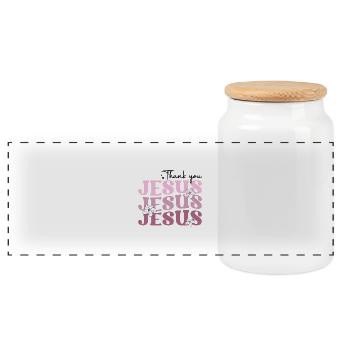 thank you Jesus - Panorama Keksdose mit Holzdeckel - Weiß - Vorne