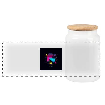80s Vibes - Retro Revival - Panoramic Cookie Jar with Wooden Lid - white - Front