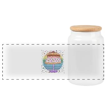 Kuchen - Panorama Keksdose mit Holzdeckel - Weiß - Vorne