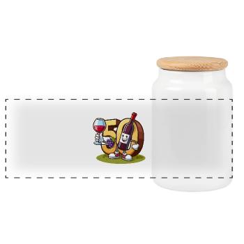 50 years of wine - Panoramic Cookie Jar with Wooden Lid - white - Front