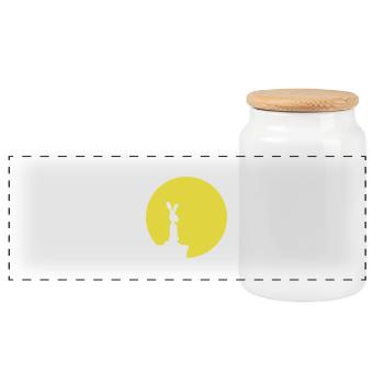 Rabbit Moon Cliff Mountain Night Round Sun Peeps Stands - Panoramic Cookie Jar with Wooden Lid - white - Front