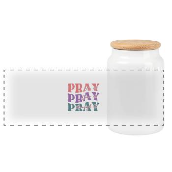 Pray On It Pray Over It Pray Through It - Panoramic Cookie Jar with Wooden Lid - white - Front