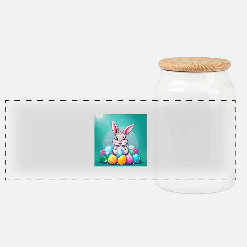 Osterzauber: Hase & Ei - Panorama Keksdose mit Holzdeckel - Weiß