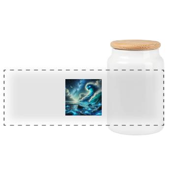 Islas Canarias Vagues IA - Boîte à biscuits avec couvercle en bois - blanc - Devant
