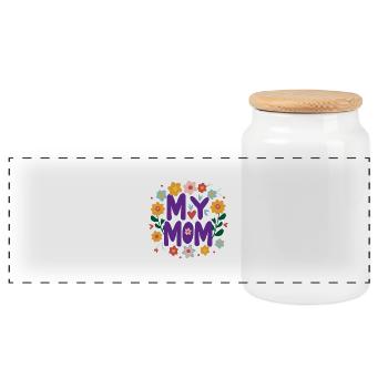 Ma Maman - Amour de l’Art Floral - Boîte à biscuits avec couvercle en bois - blanc - Devant